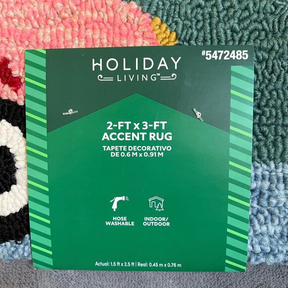 Christmas Accent Rug 18x29 Hooked Rustic Cottage Cabin Christmas Tree NEW - Picture 3 of 4